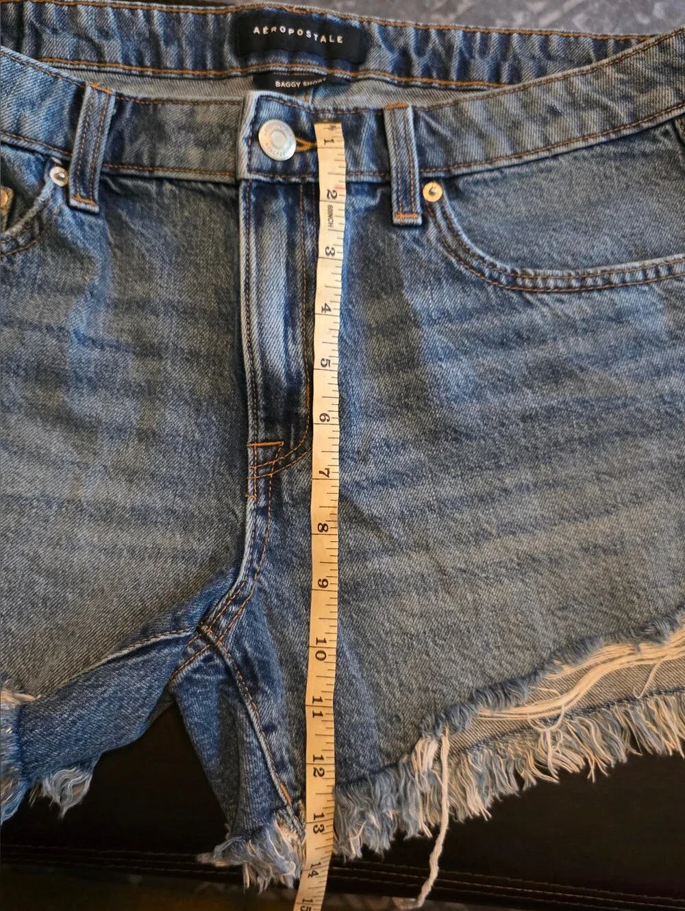 Aeropostale Denim Baggy Shorts in Light Blue with Contrast Stitching